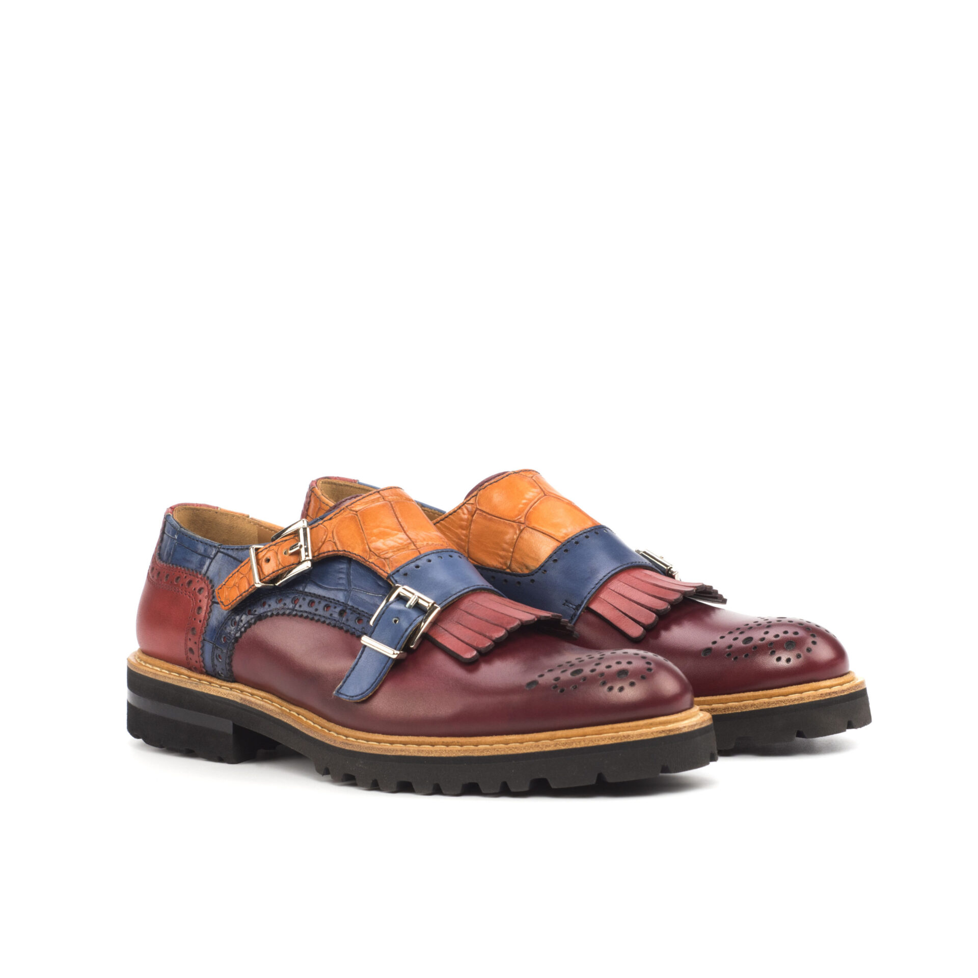 Burgundy monk strap shoes womens