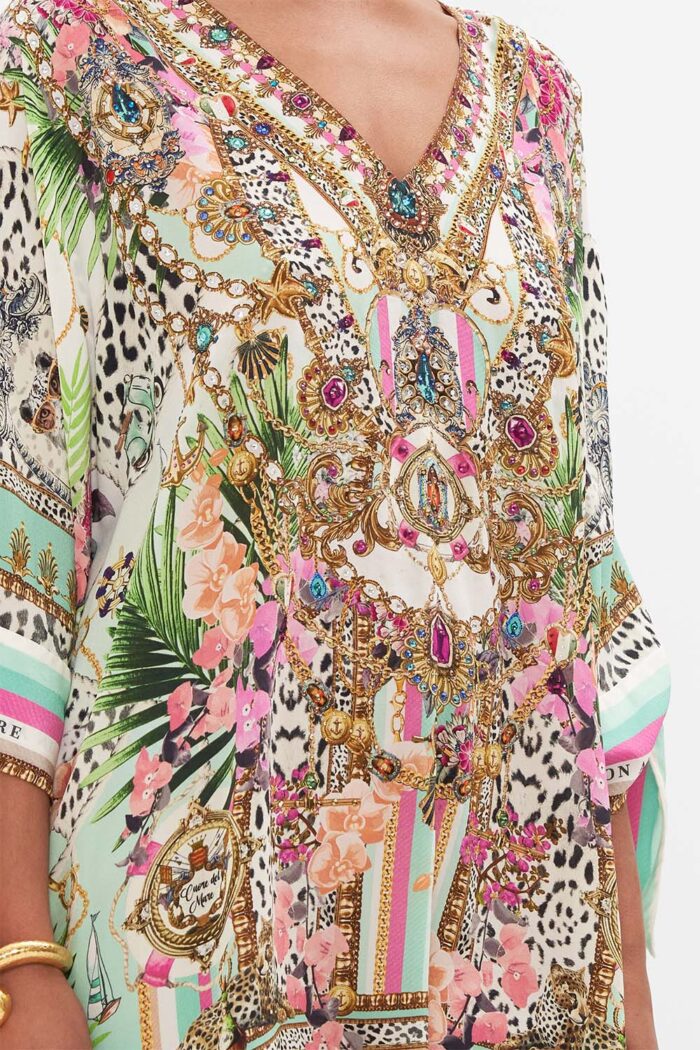 Tie Sleeve Short V Neck Kaftan - Image 5