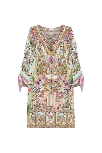 Camilla Tie Sleeve Short V Neck Kaftan37365 nobg
