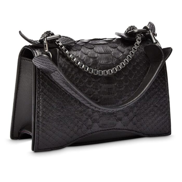 Diavolino piccolino black python gun metal chain