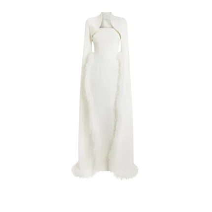 Amari Ivory Feather-Trimmed Bolero And Soshin Dress