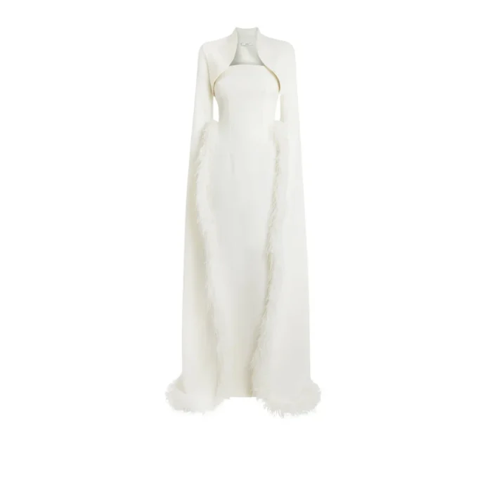 Amari Ivory Feather-Trimmed Bolero And Soshin Dress
