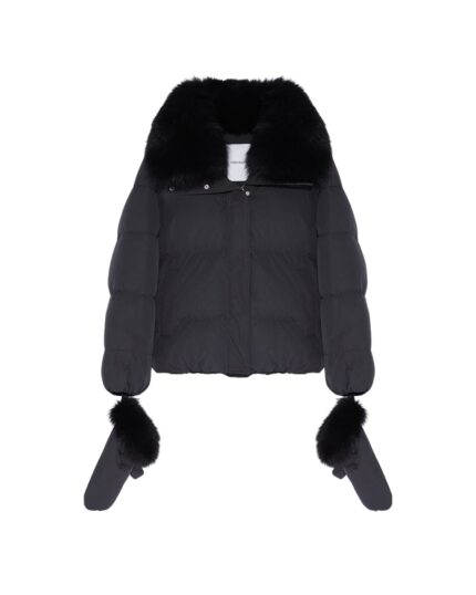 Boxy Down Jacket In Waterproof Technical Fabric With Fox Fur Collar