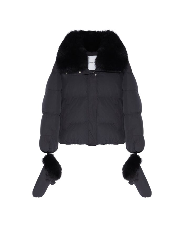 Boxy Down Jacket In Waterproof Technical Fabric With Fox Fur Collar