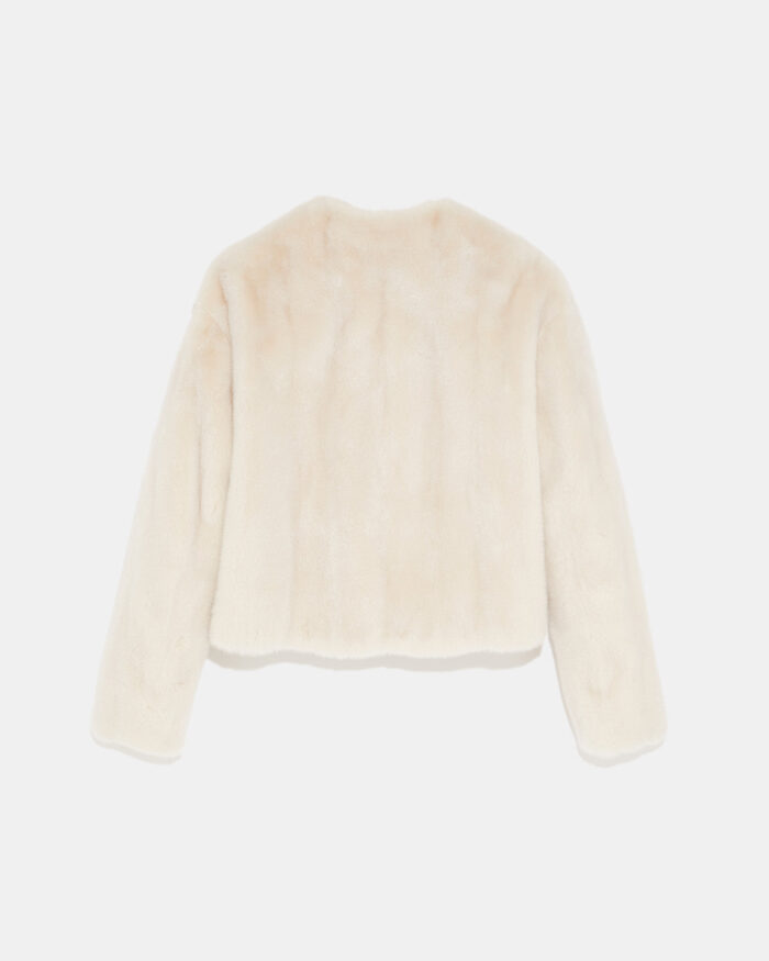 Long-Haired Mink Fur Round Neck Jacket - Image 8