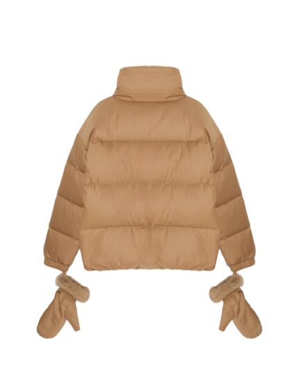 Short Down Jacket In Loro Piana Flannel Fabric With Detachable Sable Collar