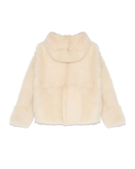 Short Hooded Jacket In Toscana Folk Lambskin