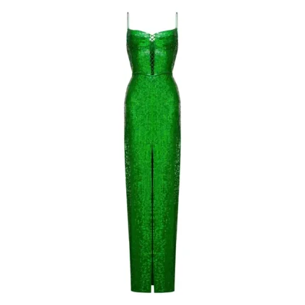 Sequined maxi dress with lacing