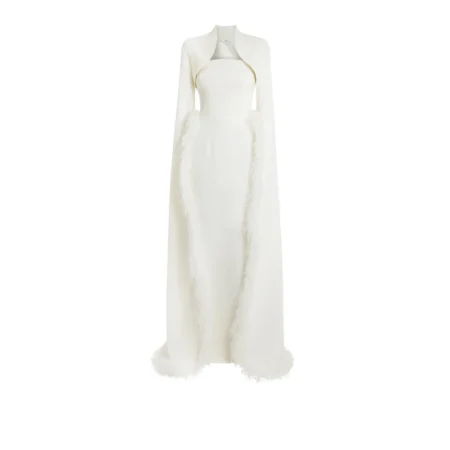 Amari Ivory Feather-Trimmed Bolero And Soshin Dress