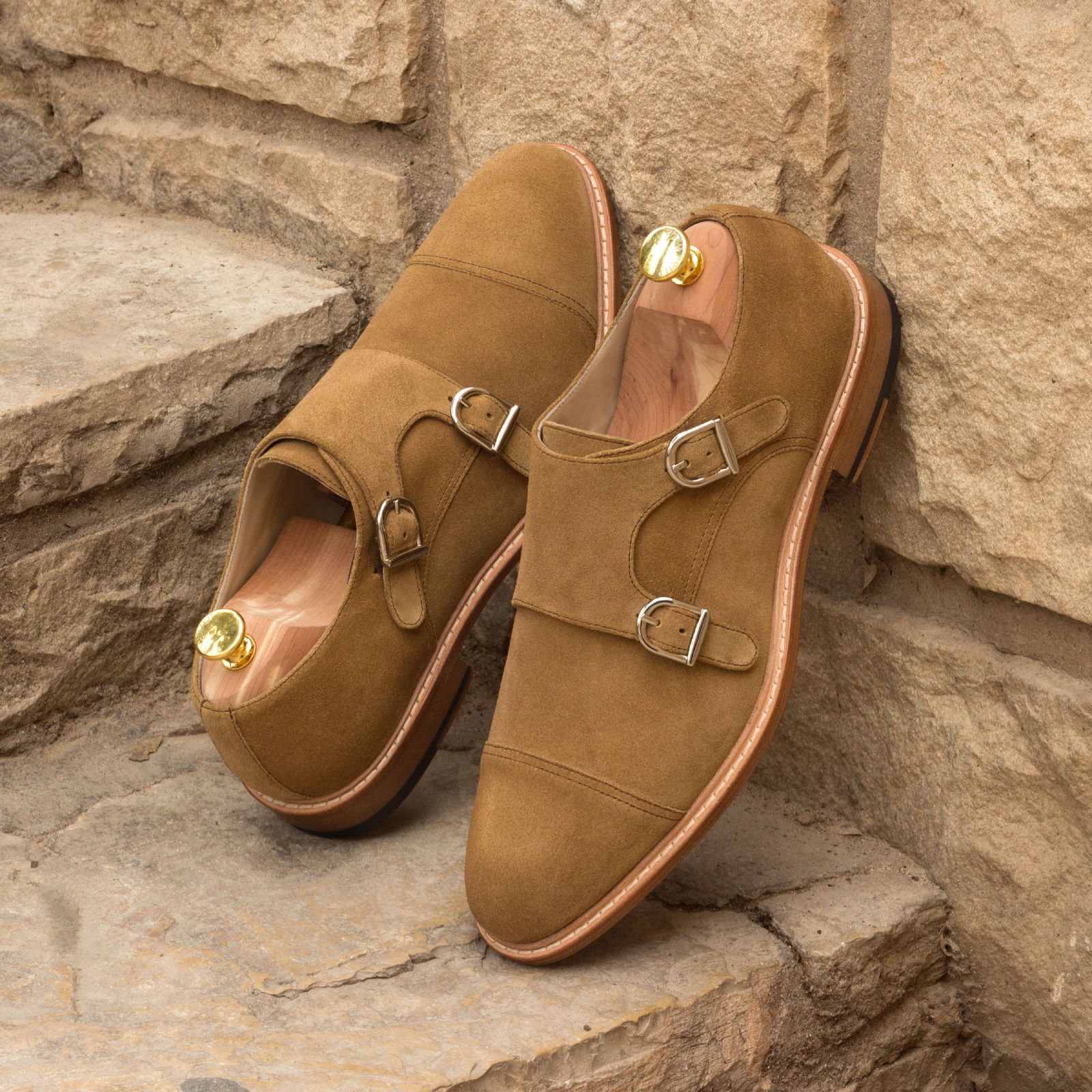 Brown Double Monk Shoe - Image 4