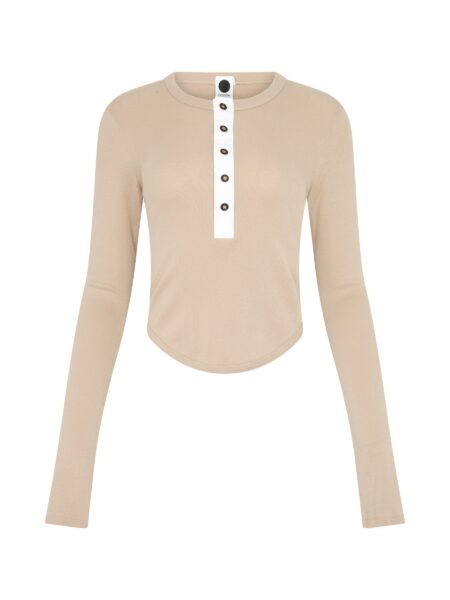 Scoop Hem Placket T-Shirt