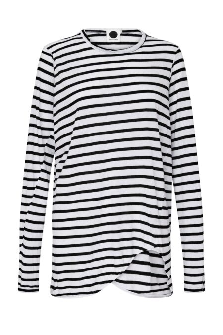Stripe Scoop Hem Long Sleeve T-Shirt
