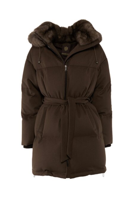 Cashmere down jacket with graphite sable