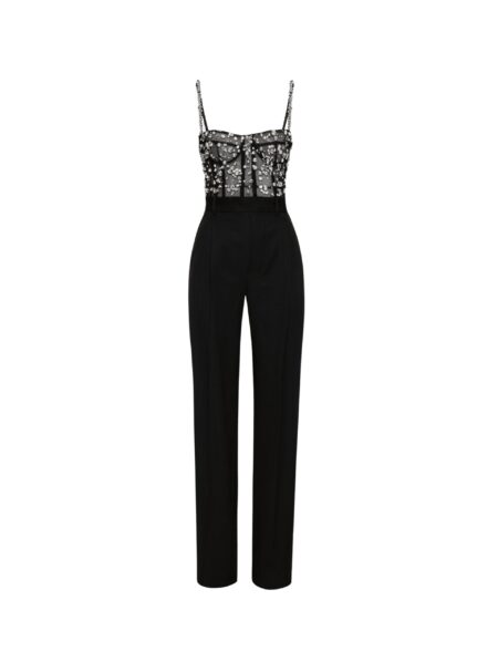 Crystal Cluster Embroidered Jumpsuit