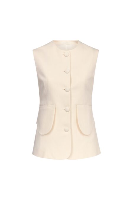 Denim ecru button-front vest
