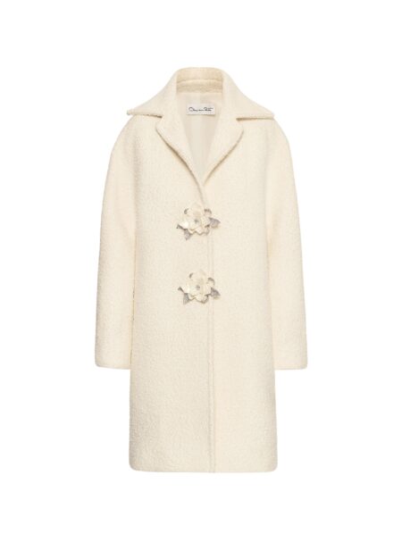 Floral Button Bouclé Tweed Coat