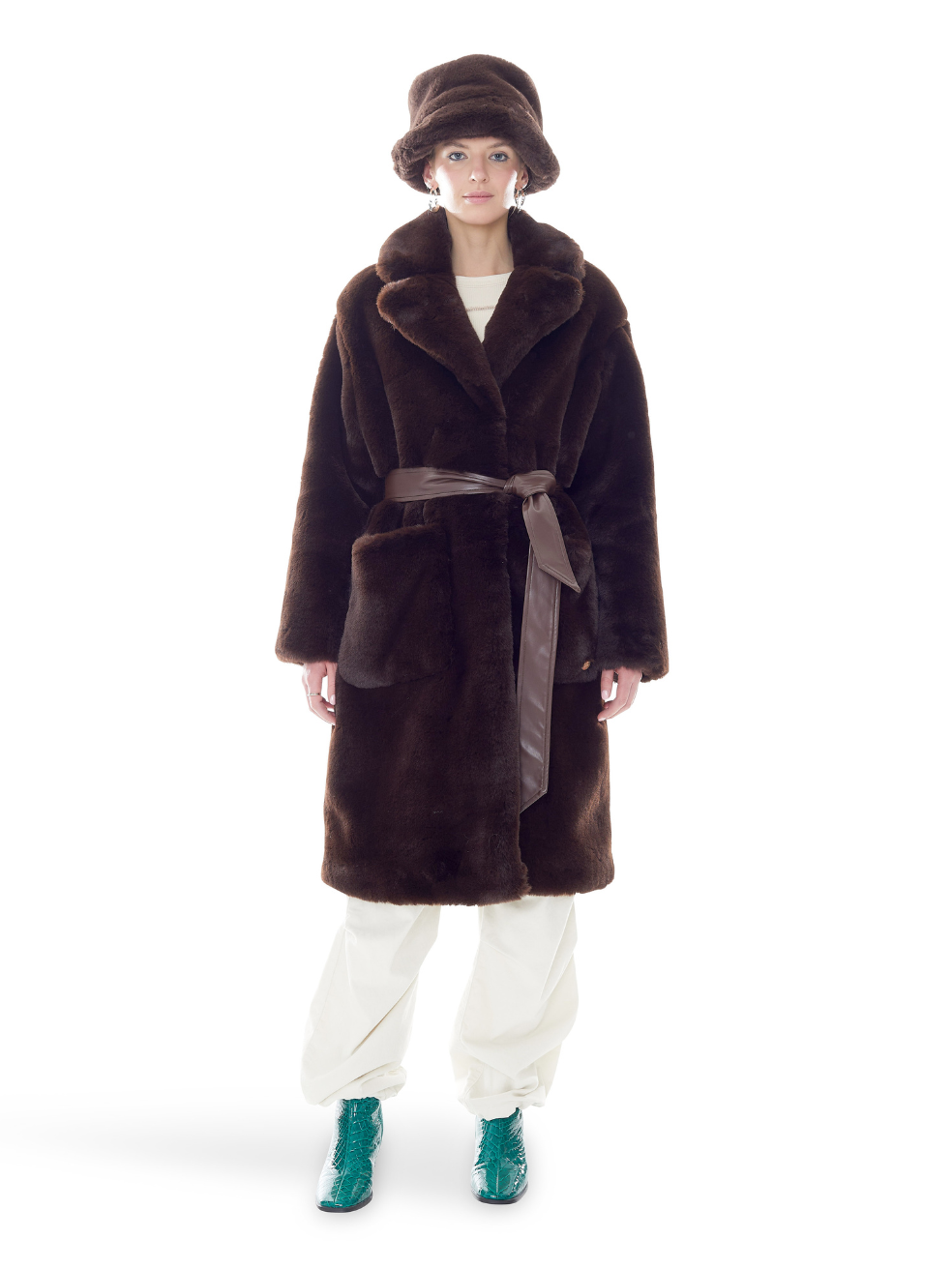 Lily Espresso Faux Fur Coat - Image 2
