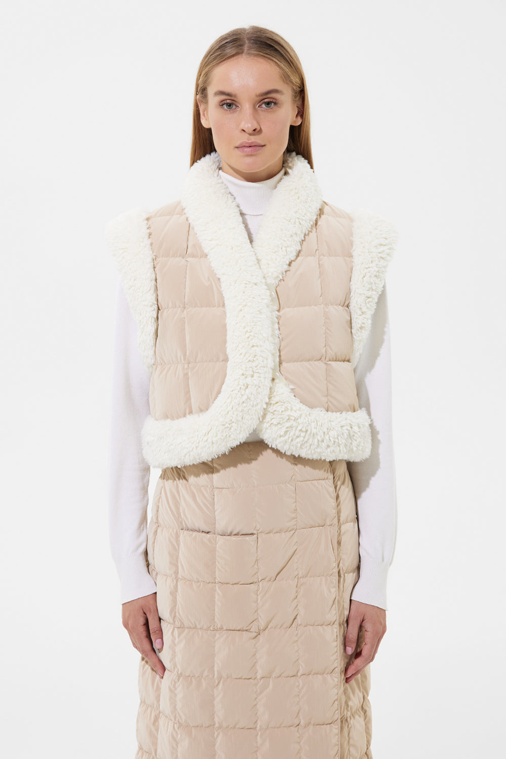 Cropped Keptar Vest Powder Ivory - Image 3