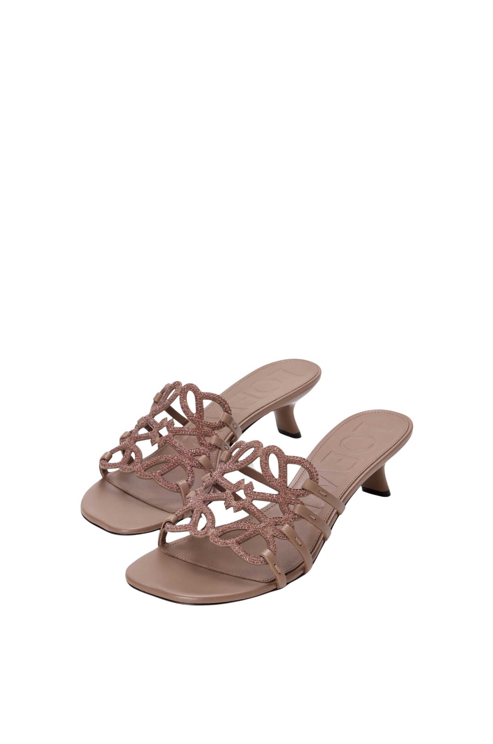 Petal Anagram Slide In Rhinestone-Embellished Suede