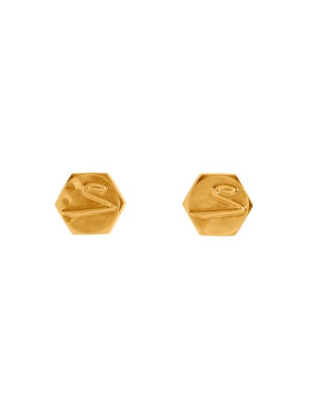Schiaparelli Bolt Earrings Gilded Brass