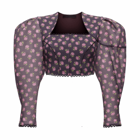 Cotton blouse with a signature floral print