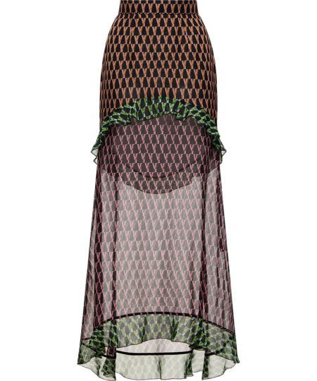 Silk midi skirt with a signature print