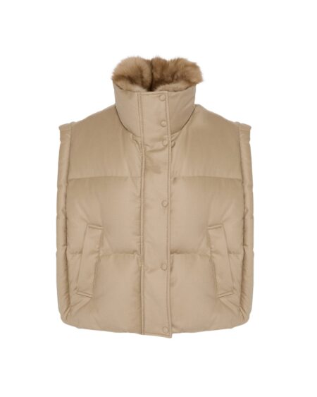 Flannel gilet with sable fur collar